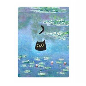 Monet Waterlilies Black Cat Magnet